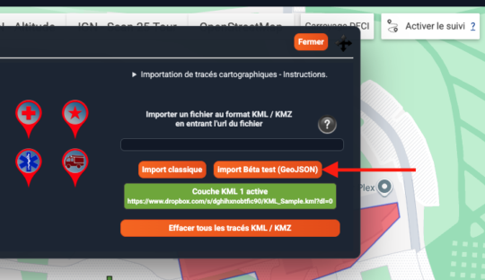 Import KML en Beta test